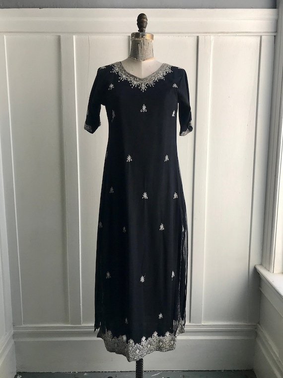 East Indian Inspired Dress w/Silver Embroidery