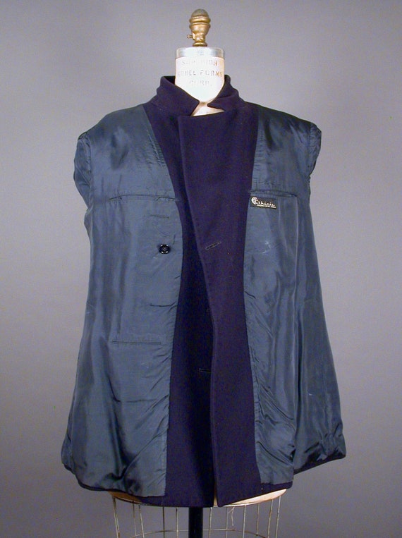 Vintage 1970s - PIERRE CARDIN - Navy Blue Wool Pe… - image 5