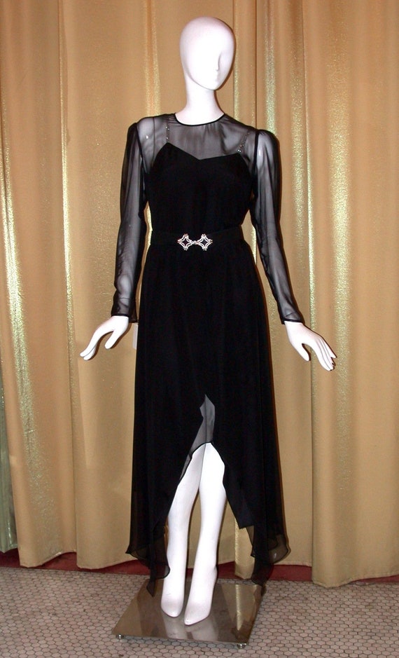 Vintage Adolfo Black Cocktail Dress for Saks Fifth