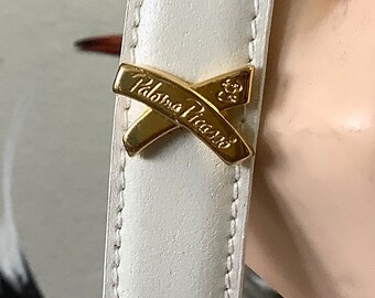 Vintage 1980s PALOMA PICASSO White Leather Belt W/gold X  display picture 1