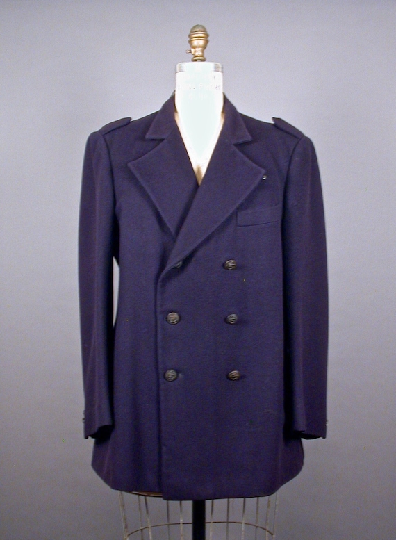 Vintage 1970s - PIERRE CARDIN - Navy Blue Wool Pea