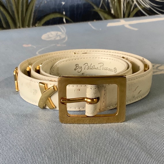 Italy Paloma Picasso White Leather Belt Ladies Sma Paloma Piccaso 1980s  main image 4