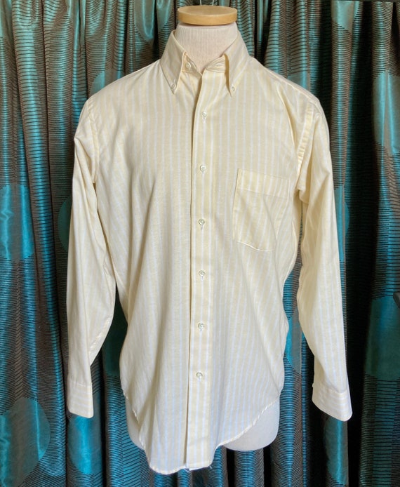 Vintage 1980s ARROW Yellow Striped LS Shirt - image 1