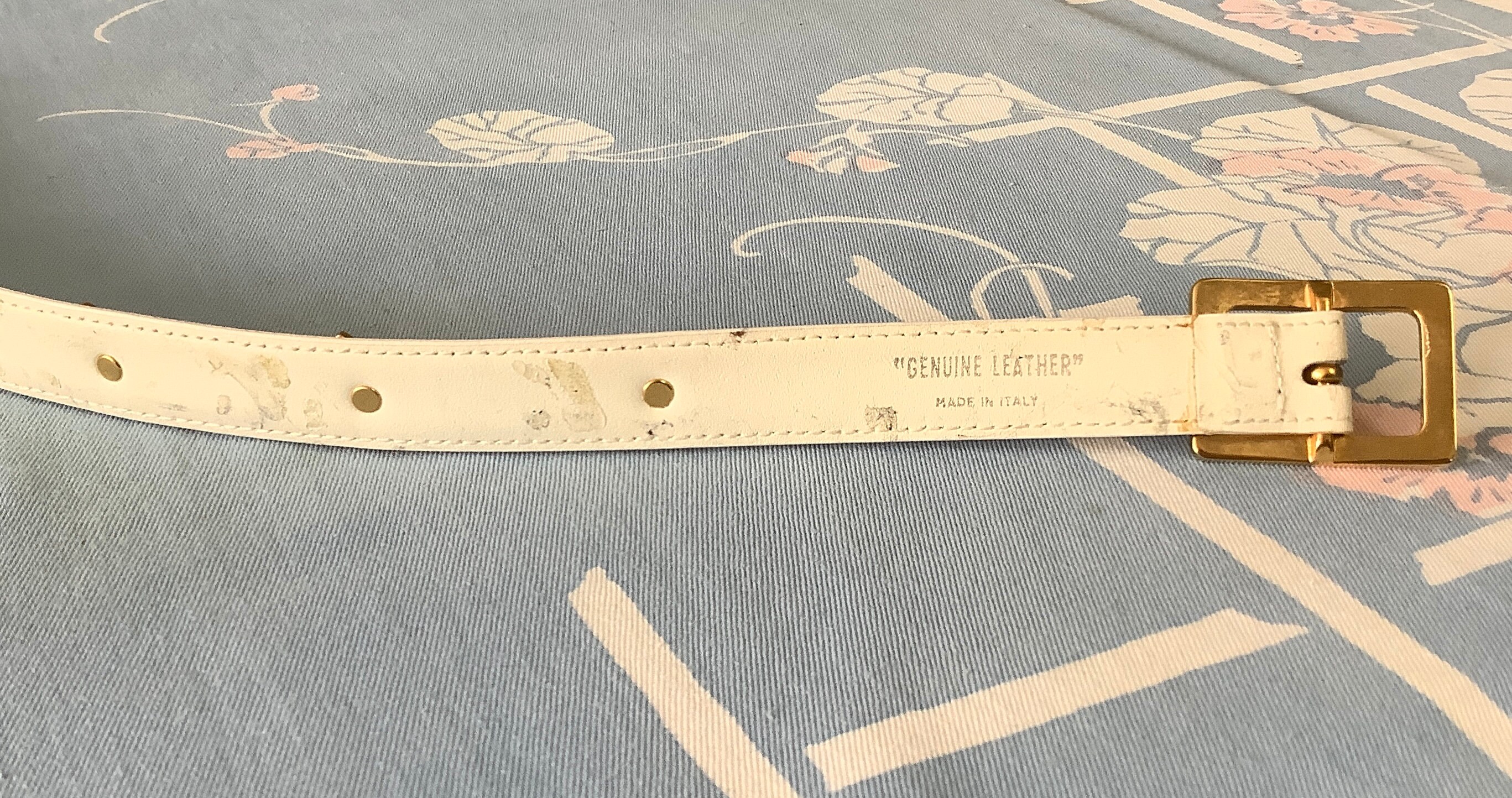 Stylish Vintage Palsha Picasso White Genuine Leather Belt with Gold Hardware! Paloma Piccaso 1980s  main image 3