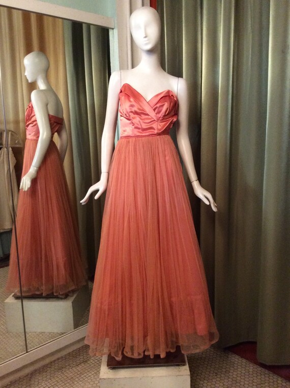 Vintage 1940s Peach Emma Domb Evening/Party Dress… - image 6