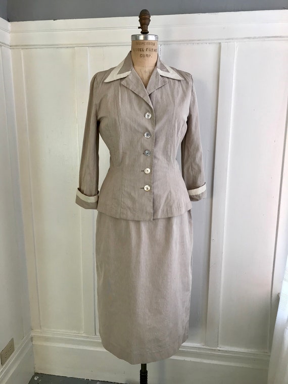 Vintage 40s/50s Sorority House Seersucker 2pc Skir