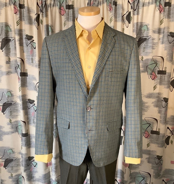 Vintage 1960s Robert W Gates Checkered Sport Coat 