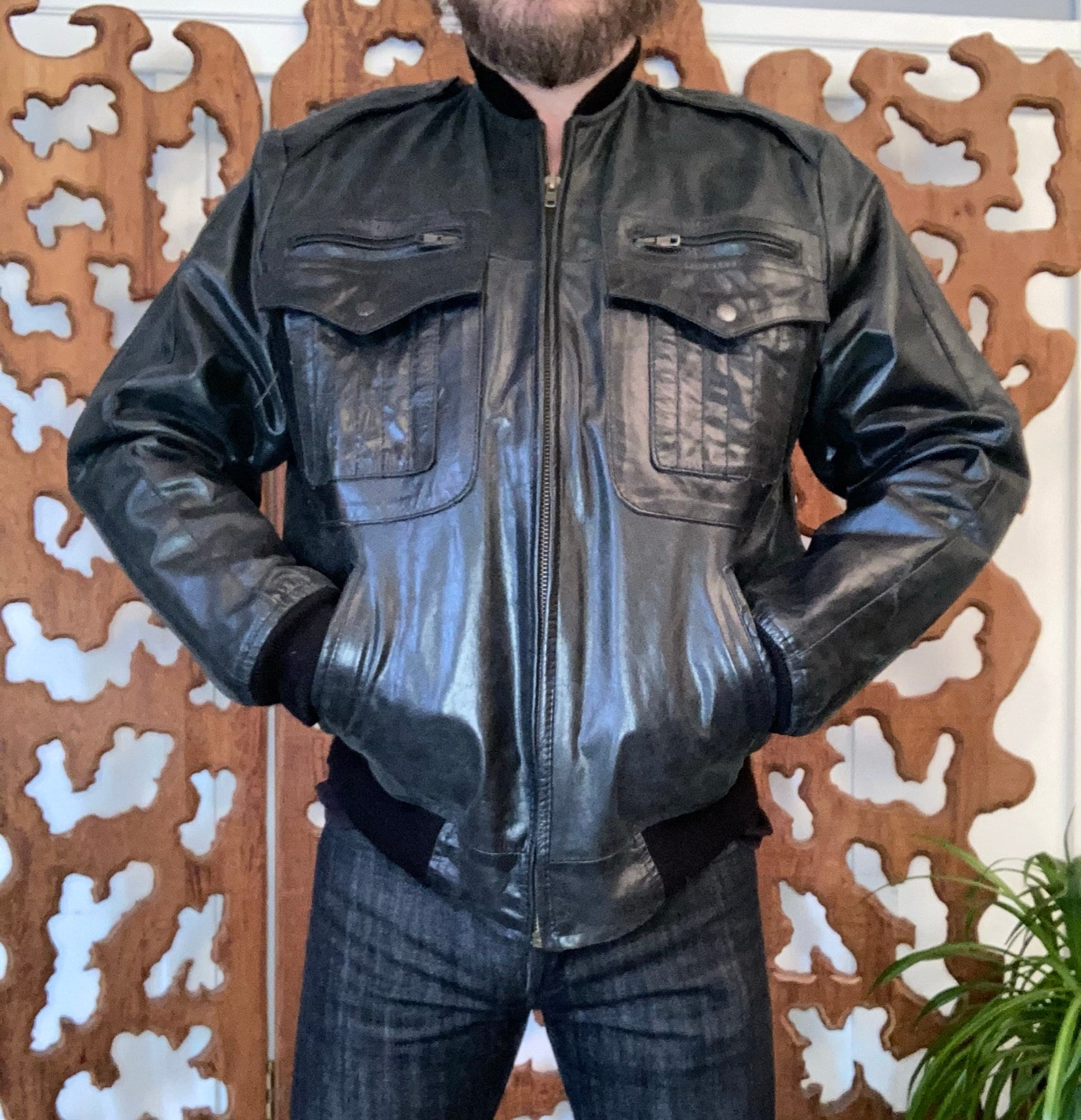 Superior Leather Vêtements – Veste de moto 3/4 en cuir vieilli