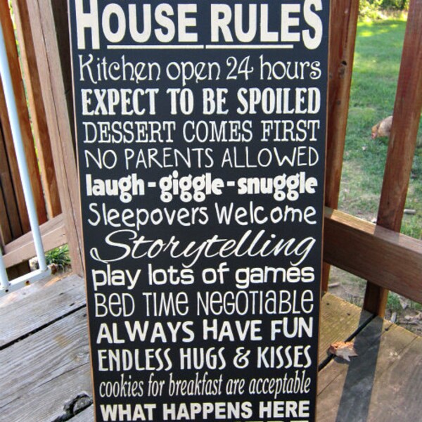Large Wood Sign Grandparents House Rules