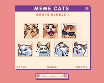 Pixel Art Meme Cat Emote Bundle - Twitch, Youtube, Discord, Stream and Chat (Digital Download)