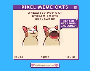 Pixel Art Meme Cat Emote Bundle - Twitch, Youtube, Discord, Stream and ...