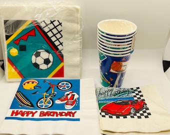 Vintage 80's And 90's Sports Cars Themed Paper Party Cups And Napkins