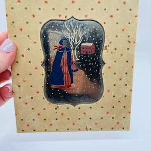 Vintage Early American Old Spice Advertising Gift Hand Painted Mirror 1930's Cottage Woods Girl