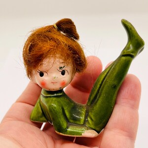 Vintage Mid Century Napco Green Pixie Elf