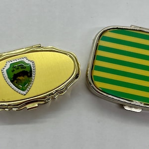 Lote vintage de 2 pastilleros de recuerdo de la Casa en la Roca, Spring Green, Wisconsin, y mariquita de rayas verdes.