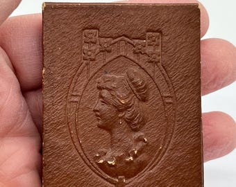 Vintage Antique  Embossed Cardboard Pocket Mirror Art Deco Victorian Germany