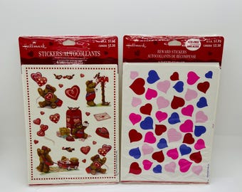 Vintage Hallmark Valentine Bears And Hearts Stickers 2 Packs New Sealed NOS  FREE SHIPPING