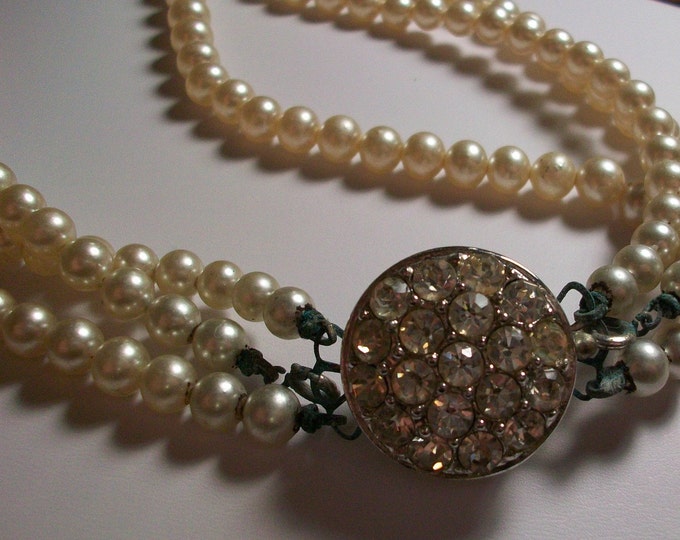 SALE Vintage Sarah Coventry 3 Strand Pearl Necklace Reversible Clasp - Etsy