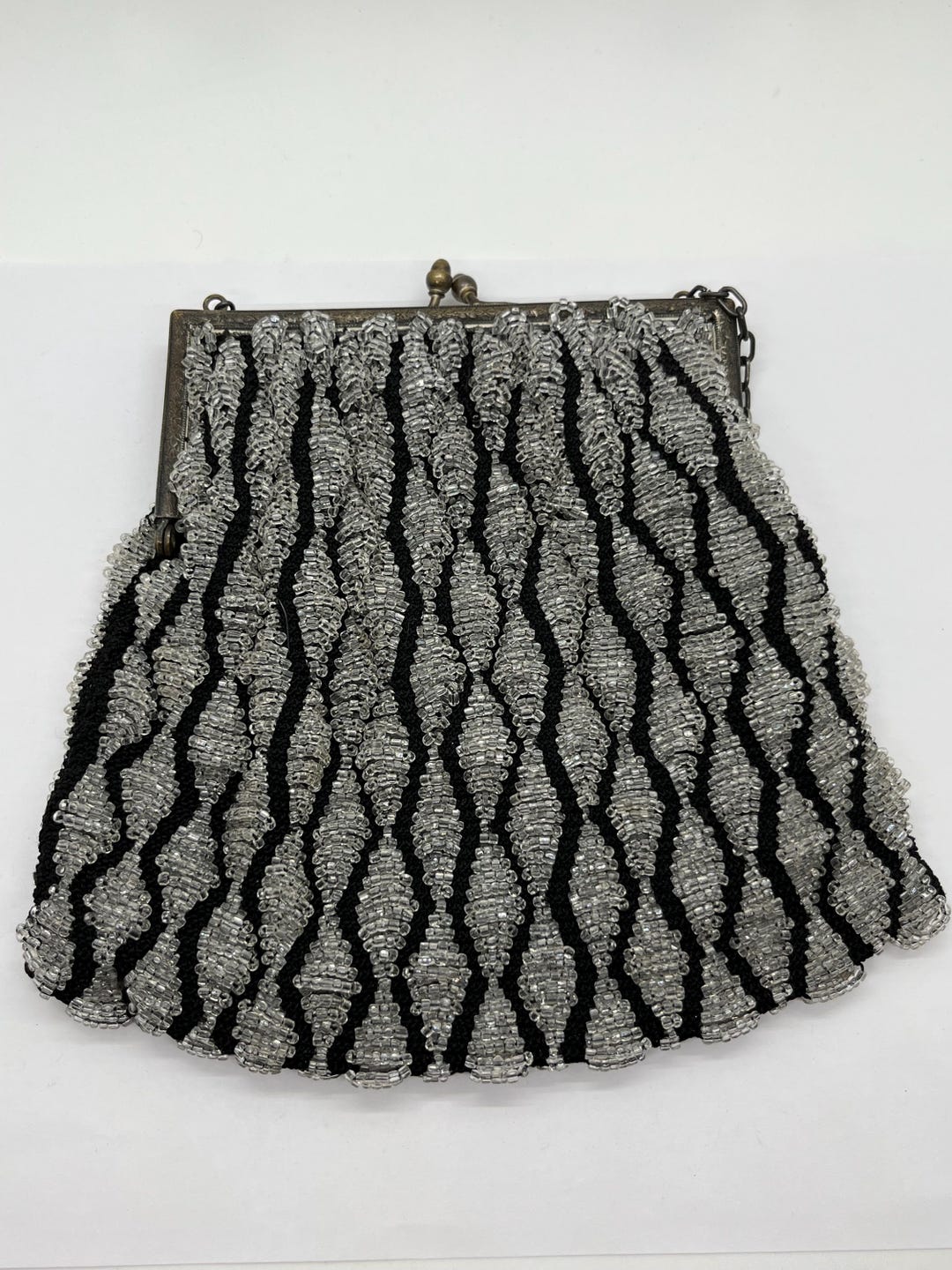 Vintage Antique Art Deco Hand Beaded Ornate Frame Flapper Purse Bag ...