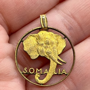 Vintage Somalia Souvenir Pendant Elephant Made From Real Coin