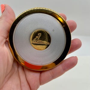 Vintage Antoine Of Paris Pressed Powder Compact Pink Mood Lucor Cosmetics Art Deco FREE SHIPPING