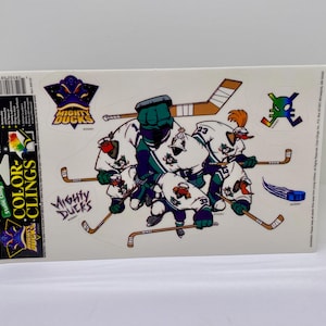 Pegatinas para ventana vintage de los años 90 de hockey sobre hielo de Mighty Ducks Of Anaheim de Disney