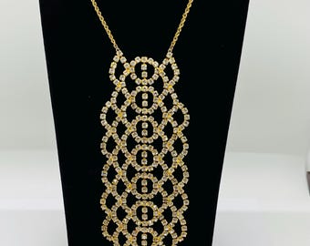 Vintage Ballou b.a.b. Overlay Rhinestone Bib Necklace In Case FREE SHIP