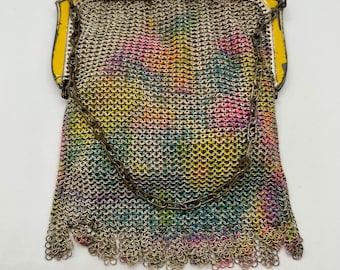 Vintage Antique Whiting And Davis Colorful Mesh Coin Purse FREE SHIPPING