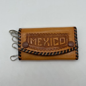Vintage Mexiko Mexikanische Leder Schlüsselhalter Brieftasche Souvenir