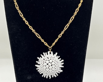 Vintage Napier White Sunburst Necklace