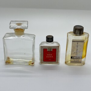 Vintage Mini  Glass Perfume Bottles France Red Rose FREE SHIPPING