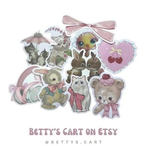 10 sachets d'autocollants PERSONNALISÉS ! - [Correspondant, stickers pour ordinateur portable] sacs de papeterie personnalisés ! [sanrio-anime-cottagecore-y2k-coquette-etc]⊹₊⋆