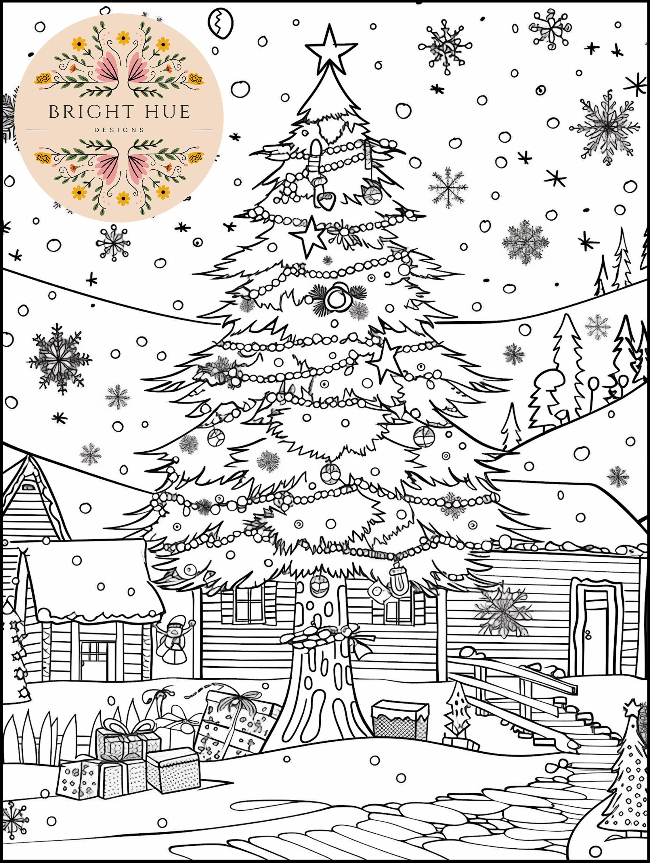 Printable Christmas Tree Coloring Page Fun Holiday Craft - Etsy