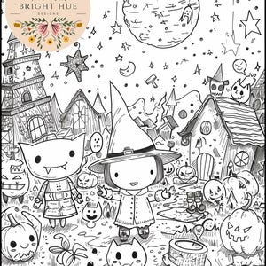 Halloween Coloring Sheet Halloween Scene Coloring Page Printable ...