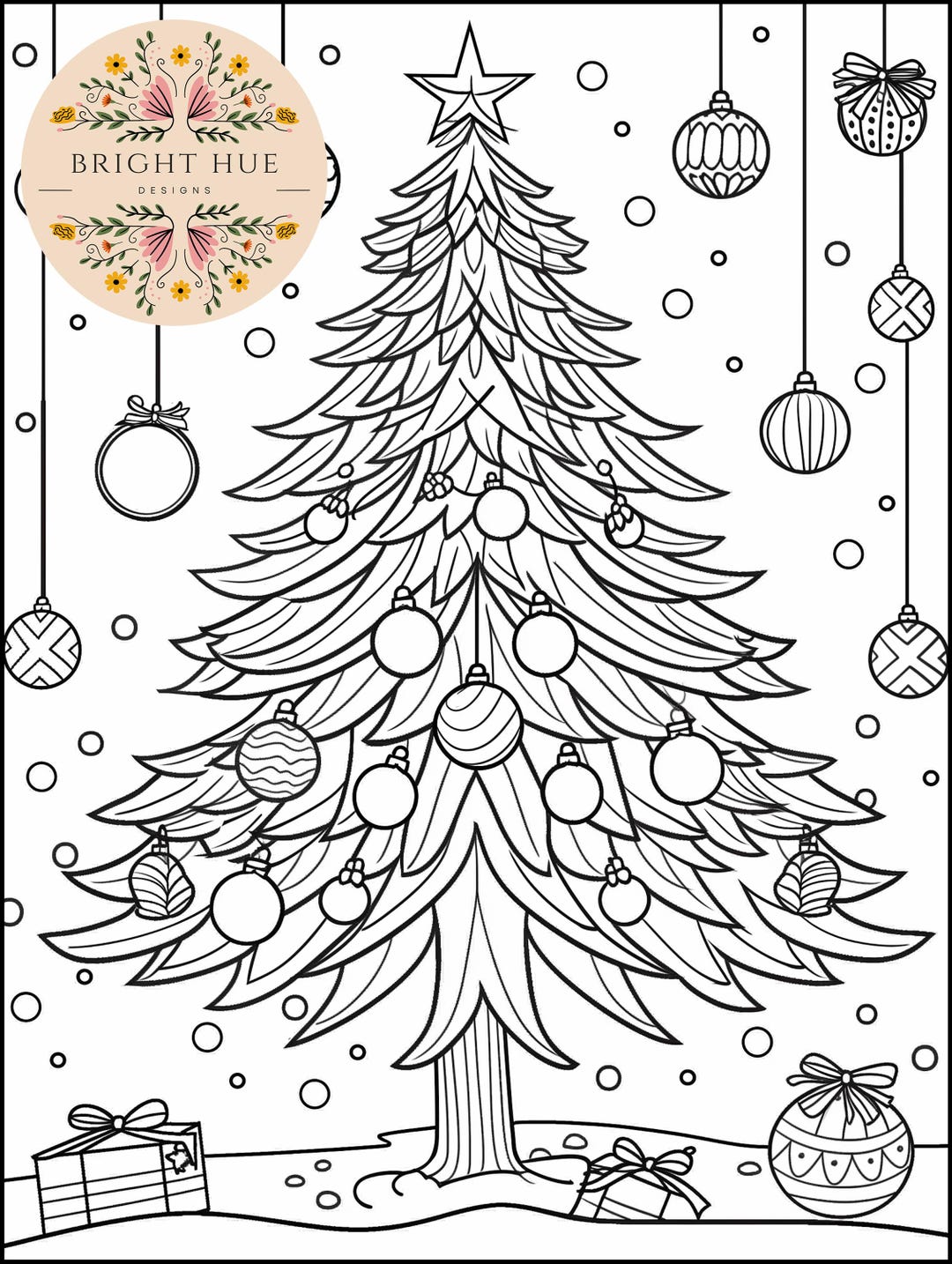 Holiday Fun Christmas Tree Coloring Page Festive Printable - Etsy UK