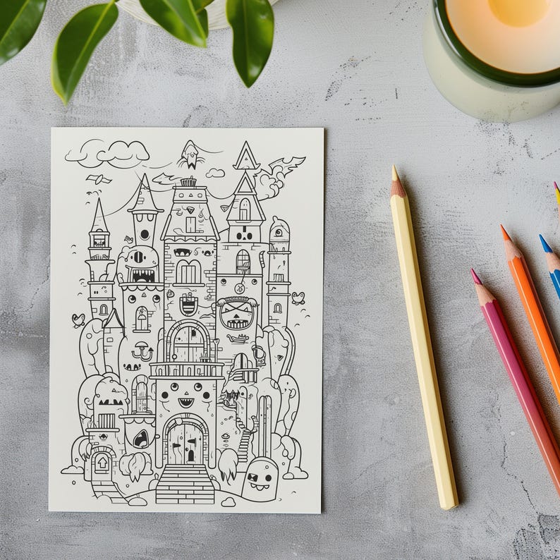 Printable Haunted House Coloring Page Halloween Coloring Page Printable ...