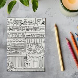 Halloween Candy Coloring Page Halloween Scene Coloring Page Printable ...