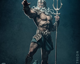 3D Printed Poseidon Figure: PLA Print, Acrylic Paint