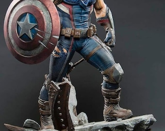 3D-geprint Captain America-figuur: handgeschilderde acrylverf