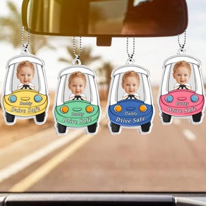 パーソナライズされたアクリル製ベビーカーハンガー、安全運転のパパのためのアクリル製ベビーカーハンガー、新米パパへのギフト、お父さんへの初めての父の日ギフト