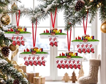 Personalized Family Christmas Mantel Stocking Ornament, Custom  Tree Ornament With Names, Family Keepsake Christmas Gift for Family Members