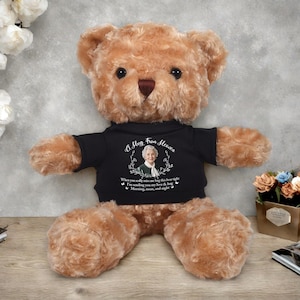 Kundenspezifischer Gedenkbär, personalisierter Fotobär, Geschenk für den Verlust eines geliebten Teddybären mit Foto, trauerndes Kindergeschenk, Geschenk in liebevoller Erinnerung