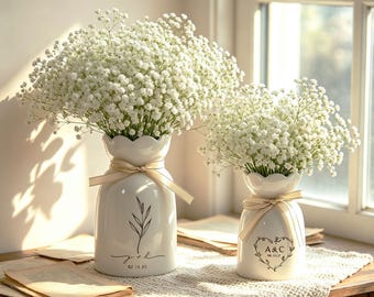 Custom Engraved Wedding Flower Vase With Names & Date, Bride Fiancée Couple, Engagement Wedding Anniversary Housewarming for Couple
