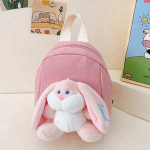 Sac à dos personnalisé pour tout-petit lapin, cartable pour tout-petit, sac à dos pour lapin préscolaire, cartable pour enfant, sac à dos pour enfant avec nom