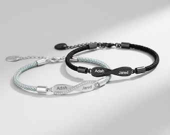 Personalized Name Couple Bracelets Set, Custom Two Names Infinity Couple Bracelets Set,Forever Love Gift,Personalized Gifts for Couples