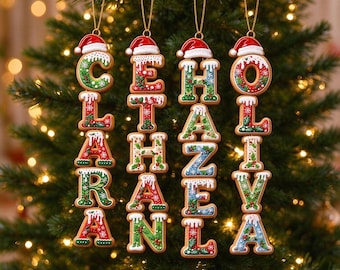 Custom Gingerbread Christmas Ornament, Letter Name Ornament, Dog Bone Christmas Ornament, 2026 Christma Gift, Family Keepsake Xma Tree Decor