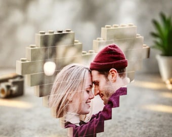 Heart Shaped Photo Building Block, Personalized Picture Building Block, Anniversary Gift, Wedding Gift, Gifts for Him, Gifts for Her