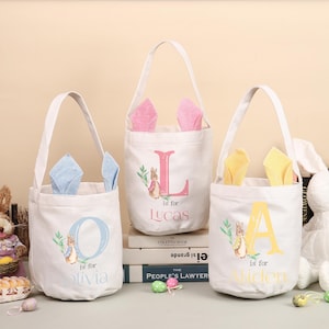 Personalisiertes Monogramm Osterkörbchen mit Kinder Namen - Osterkörbchen für Jungen & Mädchen - Baby Osterkörbchen - Ostertaschen Geschenke für Kinder
