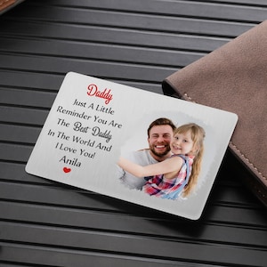 Carte portefeuille photo en métal personnalisée, Souvenir en métal personnalisé pour papa, Carte à insérer dans le portefeuille Le meilleur papa du monde, Cadeau pour la fête des pères