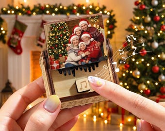 Scatola musicale in legno con foto e canzoni personalizzate, scatola musicale con registrazione vocale personalizzata, regalo di anniversario fatto a mano, regali musicali per lui